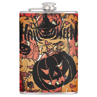Halloween, Pumpkins Party, Black Pink Flask