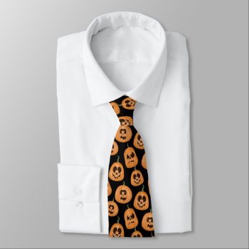 Halloween Pumpkins Pattern Black Orange Cute  Neck Tie by 17Minutes at Zazzle