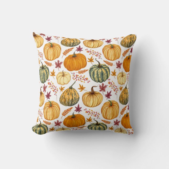 Halloween pumpkins pattern throw pillow (Front)