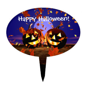 Halloween Pumpkins Playing Cake Topper