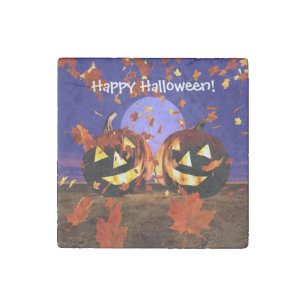 Halloween Pumpkins Playing Stone Magnet