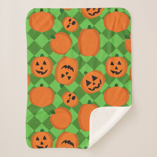 Halloween Pumpkins Sherpa Blanket (Front)