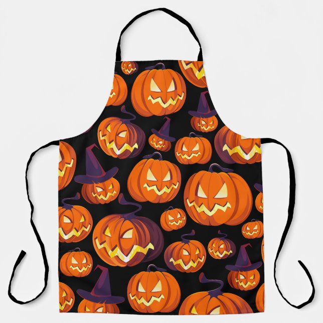 Halloween Pumpkins: Spooky Seamless Pattern. Apron (Front)