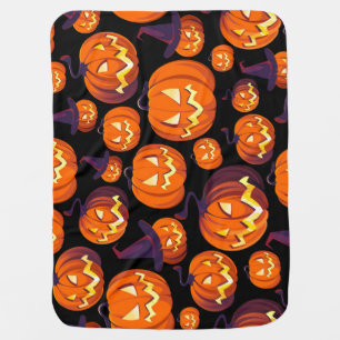 Halloween Pumpkins: Spooky Seamless Pattern. Baby Blanket