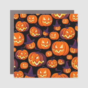 Halloween Pumpkins: Spooky Seamless Pattern. Car Magnet