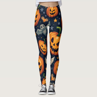 Halloween Pumpkins: Spooky Seamless Pattern. Leggi Leggings