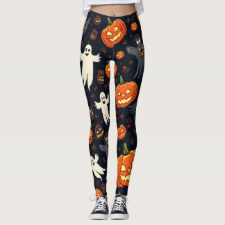 Halloween Pumpkins: Spooky Seamless Pattern. Leggi Leggings