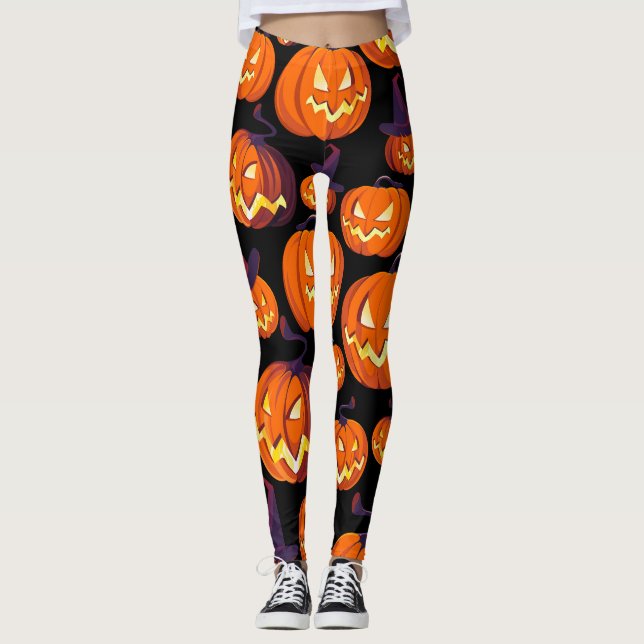 Halloween Pumpkins: Spooky Seamless Pattern. Leggings (Front)