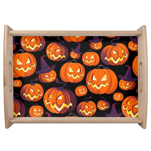 Halloween Pumpkins: Spooky Seamless Pattern. Serving Tray (Front)