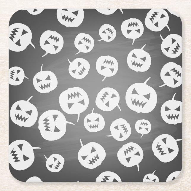 Halloween pumpkins square paper coaster (Front)