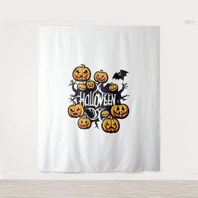 Halloween pumpkins          tapestry (Front)