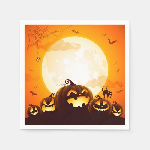 Halloween pumpkins under the moon poster napkins