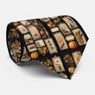 Halloween Pumpkins vintage tags Neck Tie