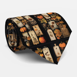 Halloween Pumpkins vintage tags Neck Tie