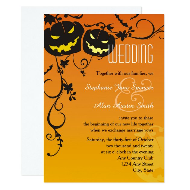 Halloween Pumpkins Wedding Invitation