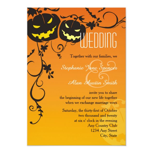 Halloween Pumpkins Wedding Invitation