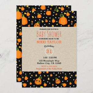 Halloween Pumpkins Whimsical Baby Shower Invitation