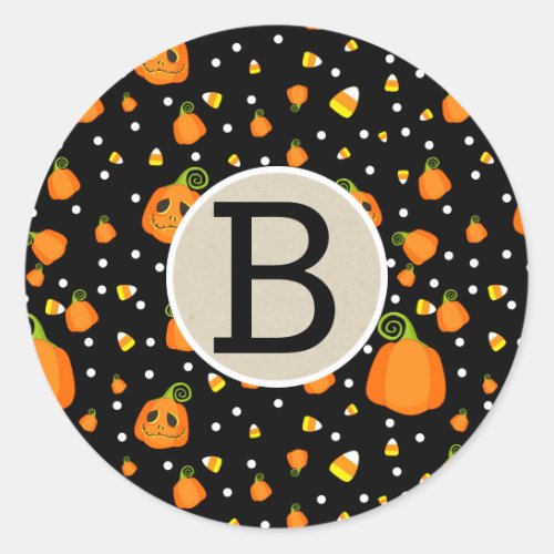 Halloween Pumpkins Whimsical Party Kraft Classic Round Sticker