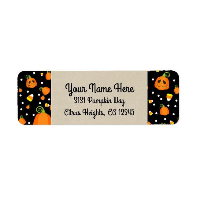 Halloween Pumpkins Whimsical Party Kraft Label (Front)