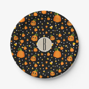 Halloween Pumpkins Whimsical Pattern Party Paper Plates