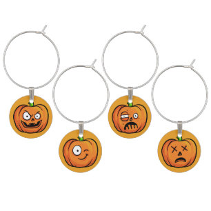 Halloween Pumpkins wine charm set 1