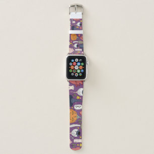Halloween pumpkins, witchy seamless pattern. apple watch band