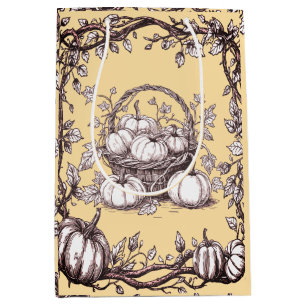 Halloween Pumpkins with Autumn Leaves Medium Gift Bag
