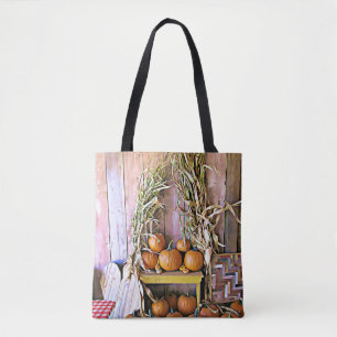 Halloween Pumpkins Wood Heart Autumn Bag