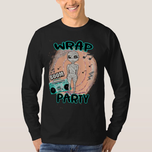 Halloween Pun Wrap Party Girl Dressed as Mummy Dan T-Shirt (Front)