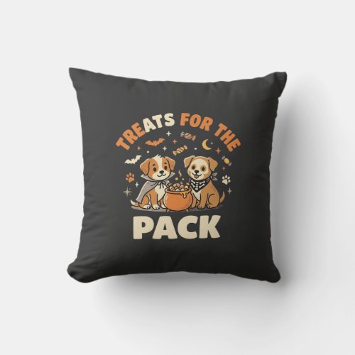 Halloween Puppy Candy Crew Throw Pillow