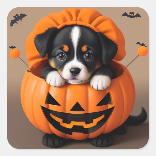 Halloween Puppy in a pumpkin sticker (Front)
