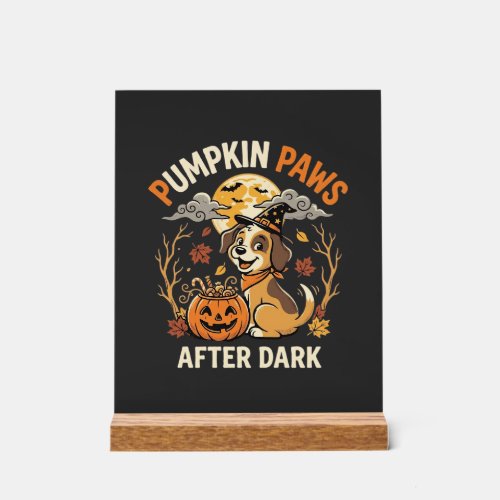 Halloween Puppy Pumpkin Night Acrylic Sign