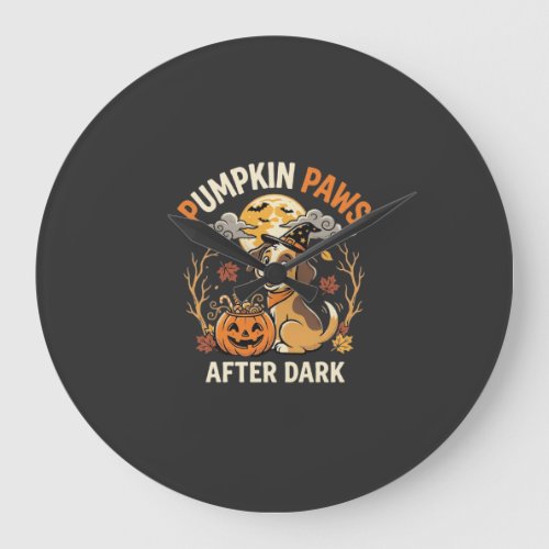 Halloween Puppy Pumpkin Night Large Clock