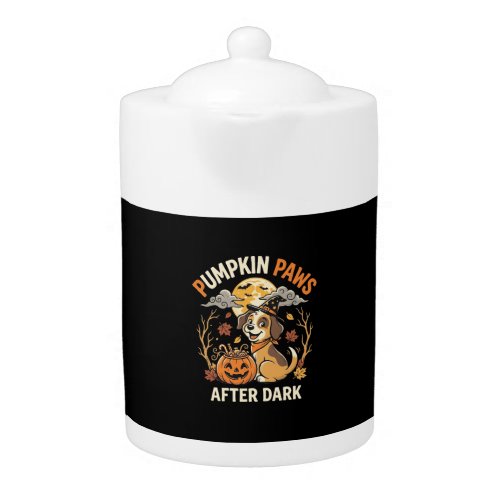 Halloween Puppy Pumpkin Night Teapot