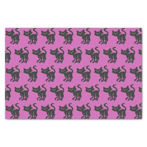 Halloween Purple and Cute Black Cat Pattern Tissue Paper