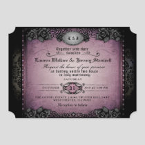 Halloween Purple & Black Gothic Together RECEPTION Invitation