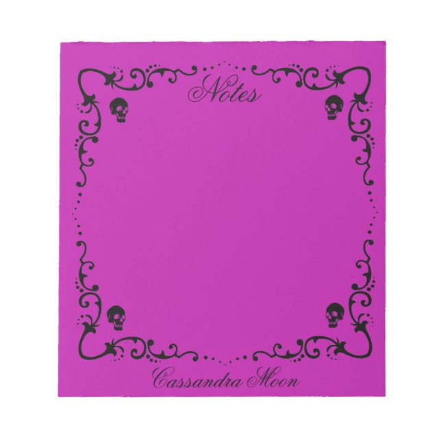 Halloween Purple & Black Magic Border Personalized Notepad (Front)