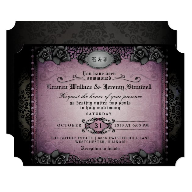 purple and black wedding invitations