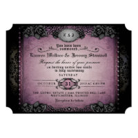 Halloween Purple Black Roses Gothic Wedding Invite