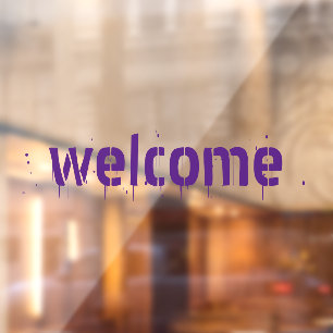 Halloween purple bloody welcome custom text window cling
