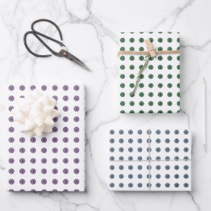 Halloween Purple, Blue, & Green Polka Dot Eyes Wrapping Paper Sheets