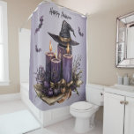 Halloween Purple Candles Bats Spooky Scary Shower Curtain<br><div class="desc">Halloween Purple Candles Bats Spooky Scary Shower Curtain. Unique,  beautiful,  stylish design. Easy to be personalized. Font style,  size and colors can be changed. Matching items are available.</div>