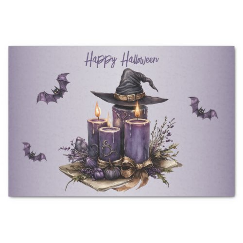 Halloween Purple Candles Bats Spooky Scary Tissue Paper