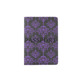 Halloween Purple Damask Chalkboard Pattern Passport Holder