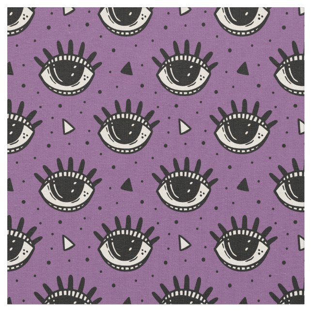 Halloween Purple Eyeball Pattern Fabric (Close Up)