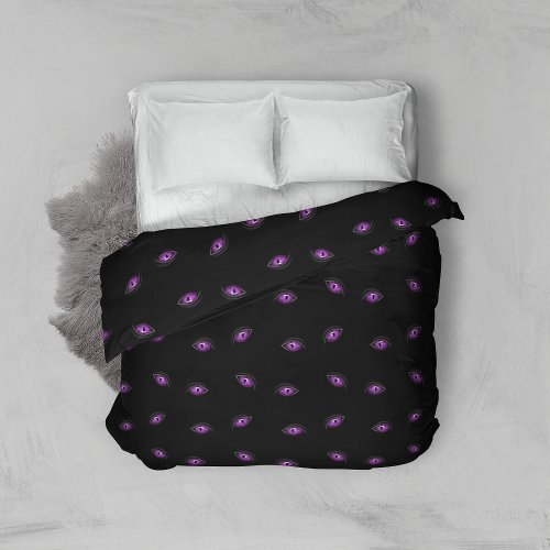 Halloween Purple Eyes Trick Or Treat Boo Duvet Cover