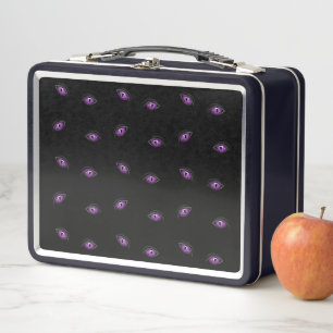 Halloween, Purple Eyes, Trick Or Treat, Boo Metal Lunch Box