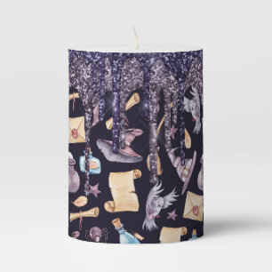 Halloween Purple Glitter Drip Witch Pillar Candle