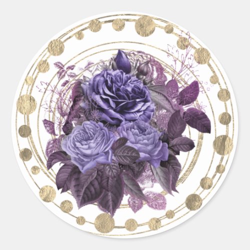 Halloween Purple Gothic Roses Classic Round Sticker