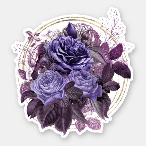 Halloween Purple Gothic Roses Sticker